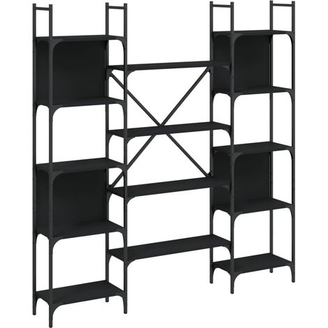 Bibliothèque noir 155,5x24x166,5 bois d'ingénierie (1/5)