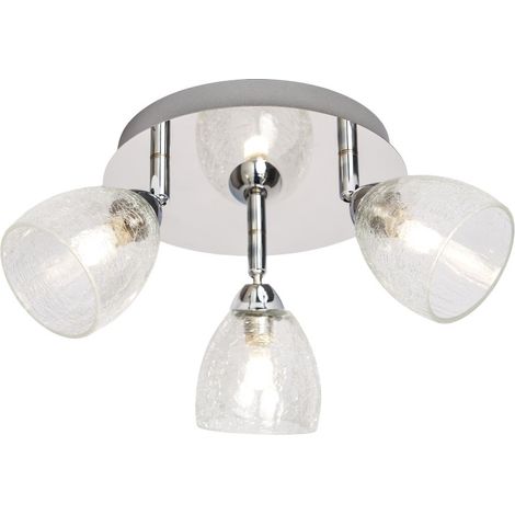 Litecraft Sylvan Spotlight Plate Crackle-Effect Glass 3 Light - Polished Chrome (1/5)