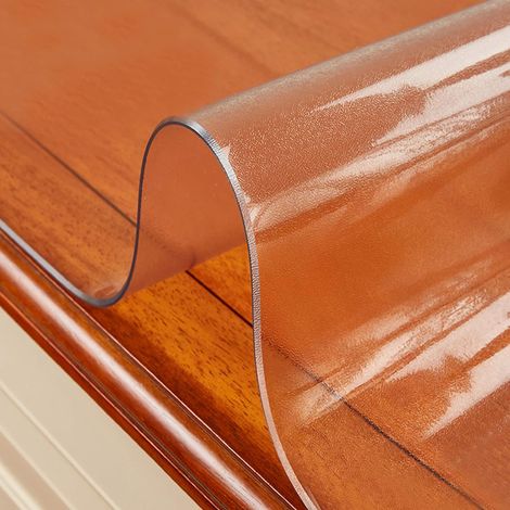 Nappe Rectangulaire Transparente en PVC Souple 1,5mm, Protection de Table Imperméable et Anti-Taches, Utilisable comme Tapis de Bureau ou Revêtement de Table Basse, Anti-Dérapant (60x60 cm) (1/4)