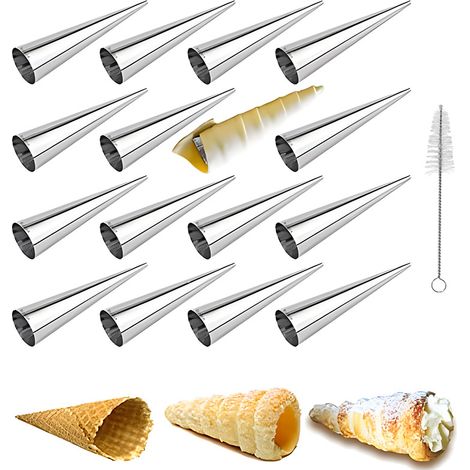 Moldes para croissants - 12 piezas - Moldes para cuernos - Bolígrafos para conos de crema - Moldes para conos de helado - Formas de cuernos de crema - Artículos de repostería - Pastelería (1/2)
