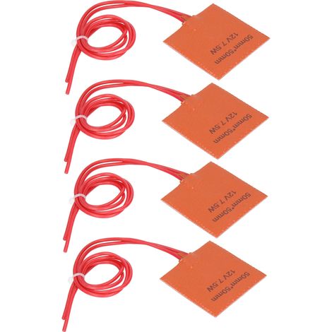 Lot de 4 tapis chauffants en silicone, 12 V, 7,5 W, 120 à 150 °C, 50 x 50 mm, pour tuyaux et fûts. (1/5)