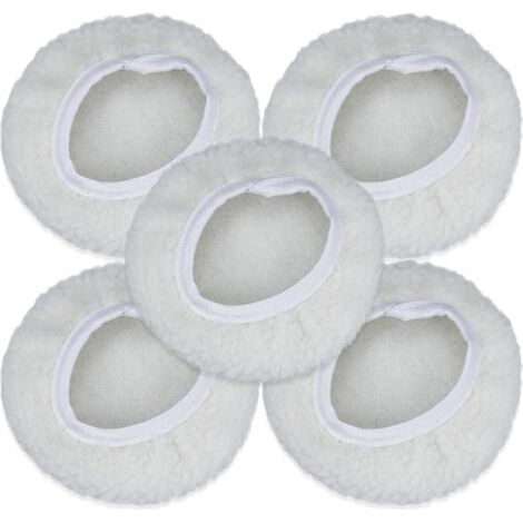 Lot de 5 Bonnet de Polissage, 125-150mm Kit Auto Disque Polissage Bonnet en Laine Tampons de Cirage pour la Plupart des Polisseurs de Voiture