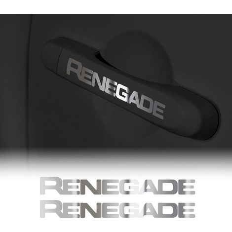 Adesivi Scritta Jeep-Renegade per Maniglie Portiera, 10 cm, 2 Pezzi - Colore: CROMO