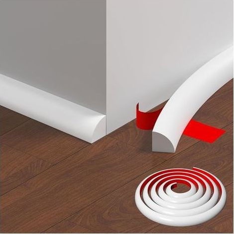 (Blanc)Moulure Autoadhésives Flexible, 3 Mètres Garniture de Moulure Joint Plafond Mur Quart de Rond TPE, Moulure Murale Autocollante pour Bords de Carrelage, Murs, Plafonds, Sols, Plinthe (1/5)