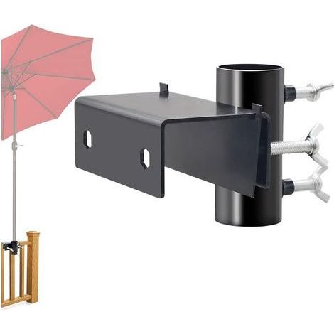 Support Parasol - Pour Balcon Terrasse Jardin - Fixation Sur Rambarde Jusqu'à 6,5 Cm D'épaisseur - Ouverture Max 3,5 Cm - 1 Pièce (1/5)