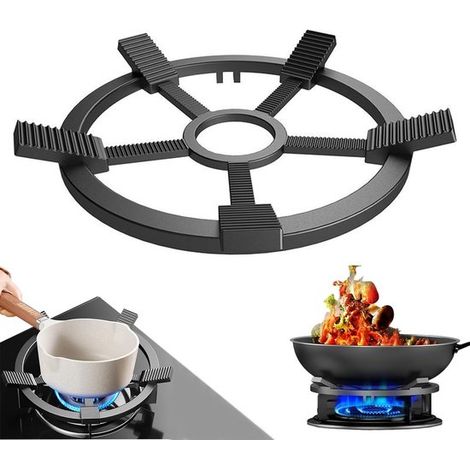 Anillo de hierro fundido para wok, apto para cocinas de gas, soporte reductor y anillo de apoyo para wok tipo moka, ideal para cocinar y hornear (1/5)