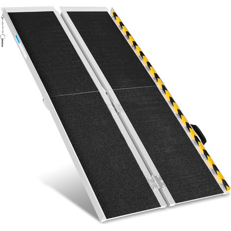 Wolketon Rollstuhlrampe 152cm Rollirampe Auffahrrampe Laderampe 2x faltbar Alu rutschfeste Oberfläche 270kg