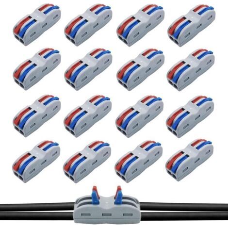 Bardusch-16 Pièces 2 Entrées Connecteur Électriques Rapide De Fil, Bornes De Connexion,Wago 2 Entrées,Domino Electrique,Connecteur Electrique,1-Fil 2-Entrées Pour Circuit En Ligne 28-12 Awg, Pa/Pc Ign (1/5)