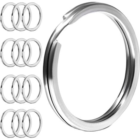 20 llaveros de acero inoxidable 304, anillos planos de 25 mm de diámetro para todo tipo de llaves, bricolaje y manualidades (color primario: acero inoxidable).