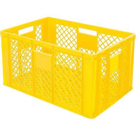 BRB 54 Stück Eurobehälter/Bäckerkiste durchbrochen, LxBxH 600x400x320 mm, PE-HD, lebensmittelecht, gelb, Palettenware