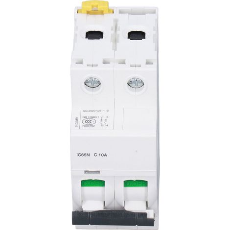 Modularer 2-poliger Fehlerstromschutzschalter 400 V 10 A IC65N C10A, DIN-Schienen-Schutzschalter, Fehlerstromisolator (1/5)