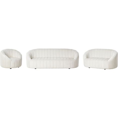 Sofa Set 6-Sitzer MALUNG Samtstoff Cremeweiß