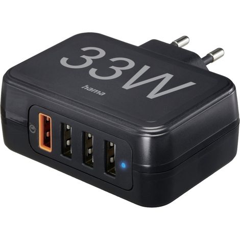 Hama USB Ladegerät 33 W 4x USB-A USB PD 3.0, Quick Charge 3.0, QC 4+ Schwarz Innenbereich (1/5)