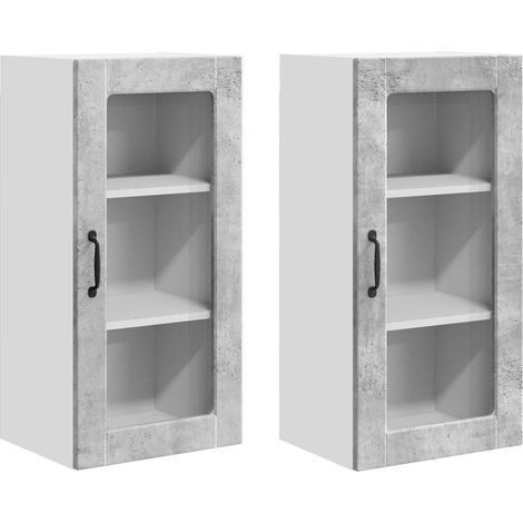 Maison Exclusive - Mobile in vetro da parete LUCCA 2 pz Grigio Cemento (1/5)