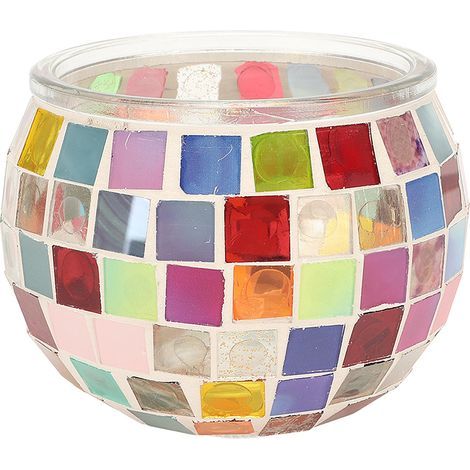 Handgefertigter, farbenfroher Kerzenhalter aus Mosaikglas zur Tischdekoration, für die Bar oder ein romantisches Dinner (1/5)