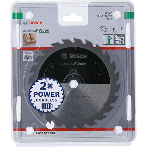 Bosch Accessories Lama Per Sega Circolare Standard For Wood (Legno, 140 x 12.7 x 1.5 mm, 24 Denti, Accessorio Per Sega Circolare A Batteria) (1/5)