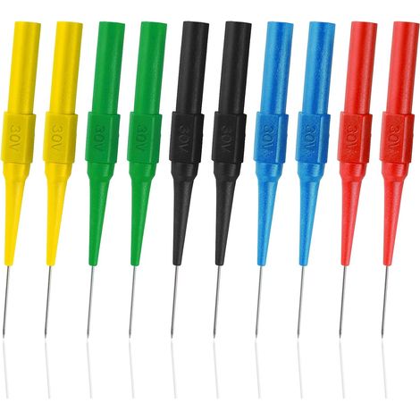 Lot de 10 Pointes de Mesure pour Multimètre - Sonde de Test 0,7 mm - Isolation - Aiguille - Fiche Banane - Sonde Amovible - Pour Mesure Professionnelle (1/5)