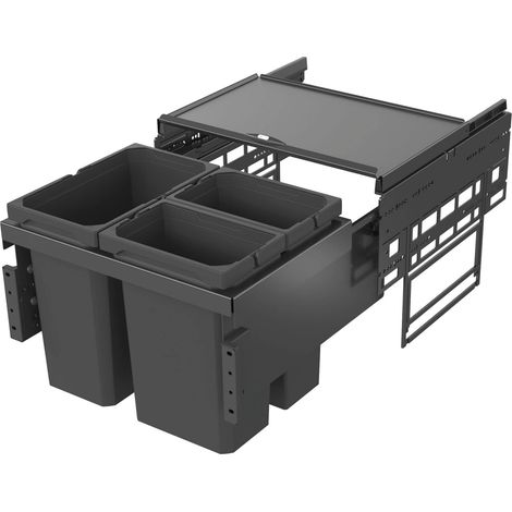 Collecteur de déchets Envi Space S - 500 mm - En plastique - 2 compartiments - Système de tri des déchets - Avec connexion avant dans l'évier - 1 x 12 l et 2 x 15,5 l - En plastique - Gris (1/5)