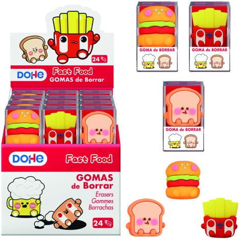 Display con 24 rubber de eraser de erase fast food dohe 79673