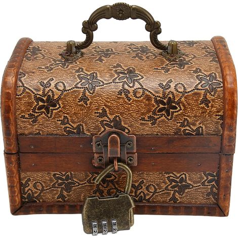 Boîte de Rangement de Bijoux en Bois Vintage Exquise, Vitrine Rétro pour la Décoration de la Maison et du Bureau (6300G-01GK10) (1/5)