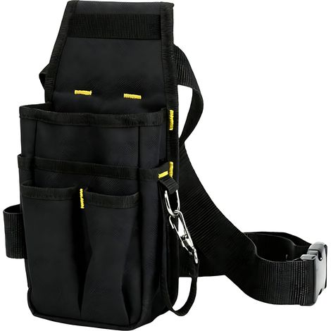1 Sac à outils, Nylon 600D, Ceinture réglable, Clips métalliques, Pour électricien et bricolage (1/5)