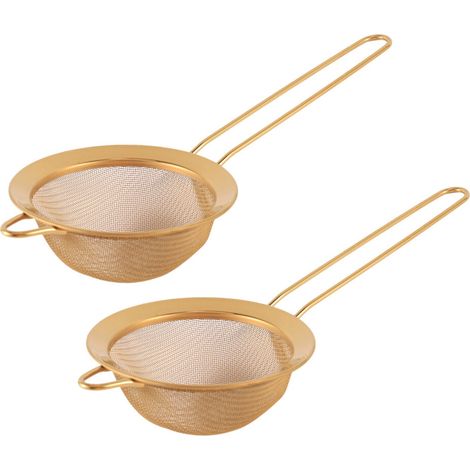 2 tamices de acero inoxidable de malla fina para aceite, harina, café y repostería. (1/4)