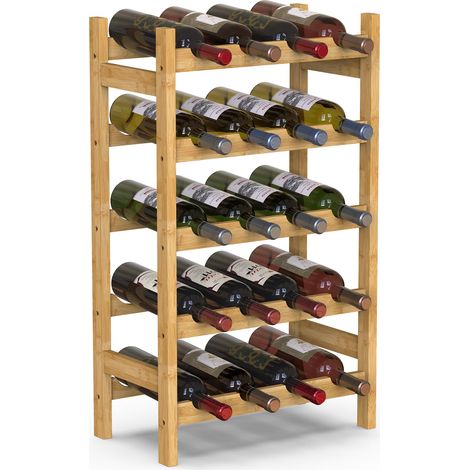 Cave à vin en Bois Bambou avec 20 Compartiments pour vin Champagne, Porte-Bouteille de Terre, Cave pour Coin Bar, Salon, Cuisine, bistrot, Restaurant, 43,5 x 24,5 x 73 cm (Naturel) (1/5)