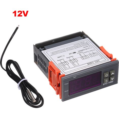 Controlador de temperatura digital STC-1000, termostato para calefacción/refrigeración en grados Celsius, 2 salidas de relé con sensor. (1/5)