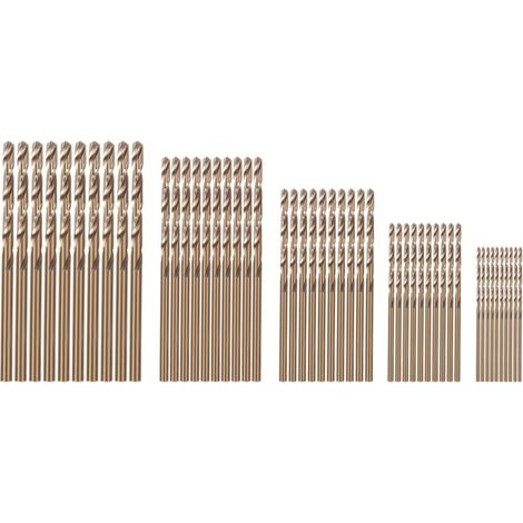 Juego de 50 brocas de cobalto Drillforce Tools M35, HSS-Co de 1 a 3 mm, para taladrar en acero endurecido, hierro fundido y acero inoxidable. (1/4)