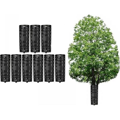Lot de 9 protections de tronc d'arbre, en plastique extensible avec trous de ventilation, protections de tondeuse à gazon, noir 3825cm. (1/5)