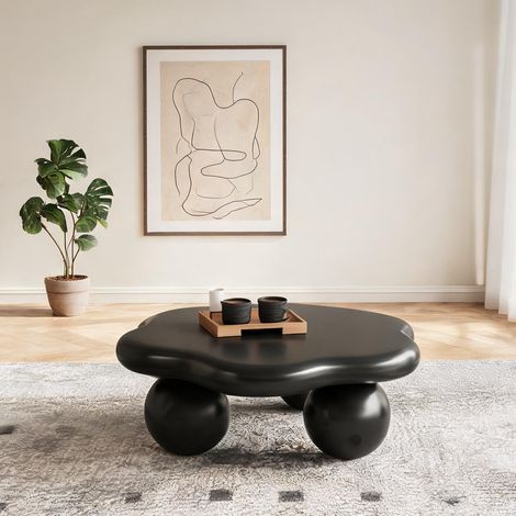 Table basse coloris noir en mDF plastique 79 x 79 x 31 cm (1/5)