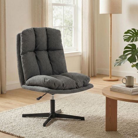 Fauteuil relax pivotant à 360°, hauteur réglable, pieds en métal, sans accoudoirs, gris foncé