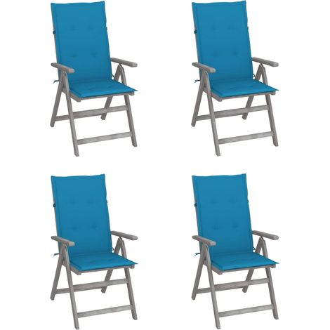 vidaXL Sedie da Giardino Reclinabili 4 pz con Cuscini Massello