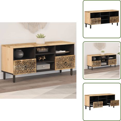 The Living Store TV-Schrank 100x33x46 cm Massivholz Mango - Holzschrank (1/5)