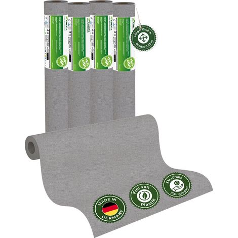 Vliestapete Vliestapete farbig – UNI Tapete einfarbig Steingrau 4er Set, 4 x 15,00 m x 0,53 m, matt, waschbeständig, stoßfest, Made in Germany – Veluxis