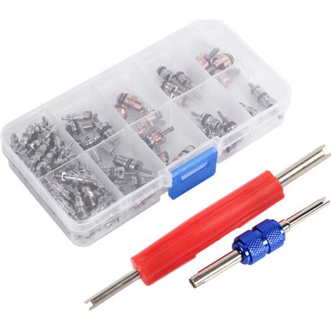 Kit d'outils pour valves, 102 pièces, réparation fiable des pneus pour pneus Nissan 134A/R12 (1/5)