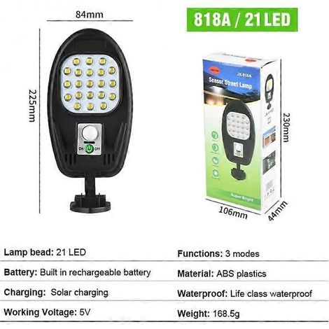 Lampe solaire COB/LED d'extérieur, applique murale à capteur solaire, alimentée par la lumière du soleil, étanche, avec détecteur de mouvement, idéale pour la décoration de jardin.