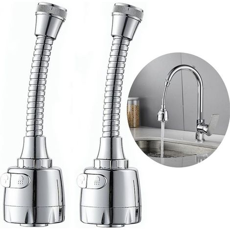 2 Pcs Adaptateur de Robinet Rotatif à 360°Economie D'Eau Embout De Filtre Robinet Buse Filtre Adaptateur Réglable Douche Tête Filtre Pulvérisateur Tête de Robinet de Cuisine à économie d'eau Extension (1/5)