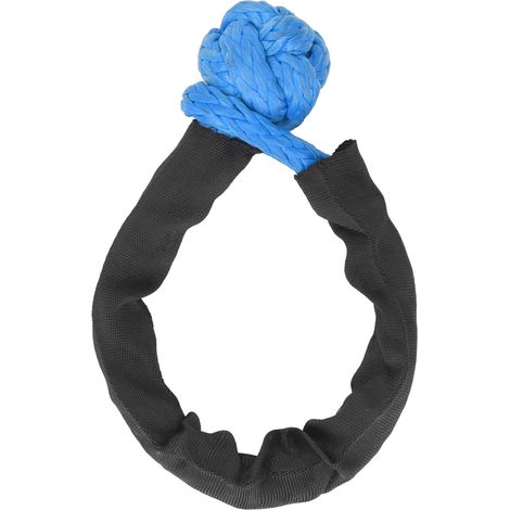 Manille souple 20mm 41000 LBS corde de récupération de résistance à la rupture avec manchon de protection pour camion grands SUV véhicule tout-terrain bleu.