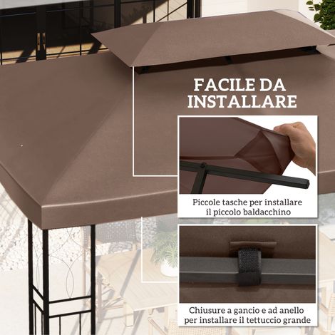 Bâche de rechange imperméable en polyester anti-UV pour tonnelle de jardin 3 x 4 m, marron (1/5)