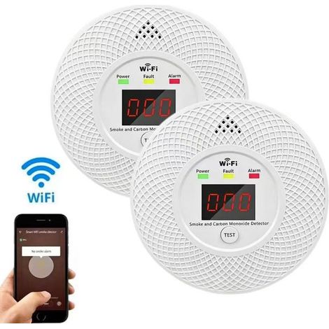 Set aus 2 Rauchmeldern, WLAN-Feuermeldern und KohlenmonoxidmeldernHohe Qualität, die ideale Wahl für Familien. (1/5)