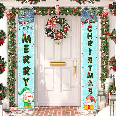 Christmas distichs, outdoor decorations, outdoor flags, Christmas gnome hanging fabric, festive atmosphere decoration, hanging flag 180 cm x 30 cm, 100D polyester fabric (1/5)