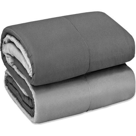 Édredon Couette de Lit Hiver Double Face 250 gr Couverture Chaud Lit Double Gris - 1 Place (1/2)