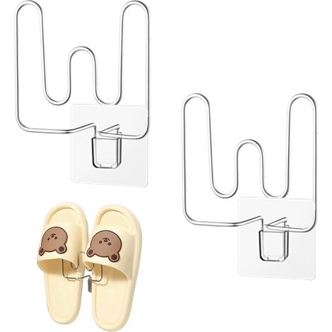 Range Chaussures Mural, Etagere Chaussures pour Pantoufles, Range Chaussures Suspendu Multifonctionnel, Porte Chaussure Sans Perçage, étagère à Chaussures Acier Inoxydable, Porte Chaussures Mural 2pcs (1/5)