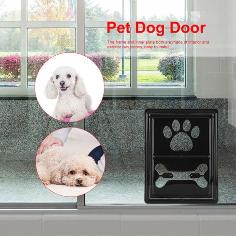 Porte de sécurité magnétique en plastique avec rabat pour animaux de compagnie (chiot, chat) pour fenêtre moustiquaire (noir) (1/5)