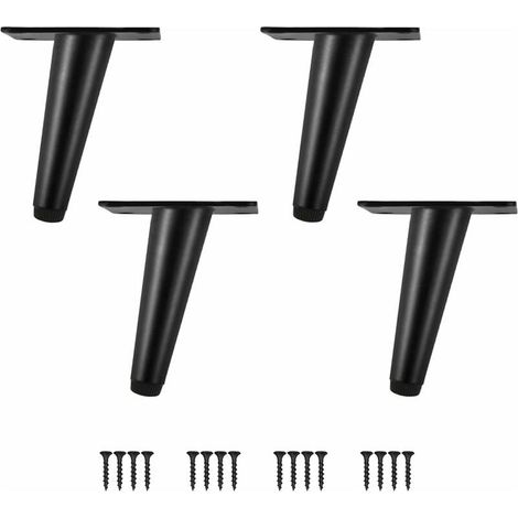 VURAHOME - 4x Füße - 10 cm schräge Kegel-Möbelbeine, schwarze Eisenfüße für Schränke, Schubladen, Tische und Betten (1/5)