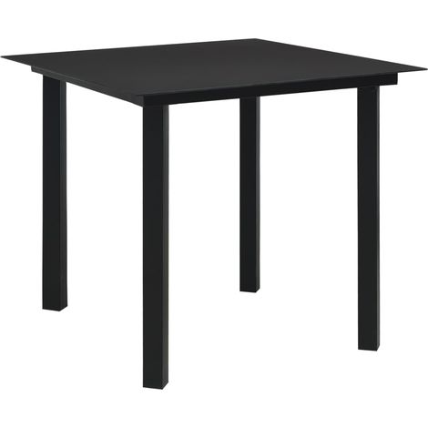 Garten-Esstisch Schwarz 80x80x74 cm Stahl und Glas