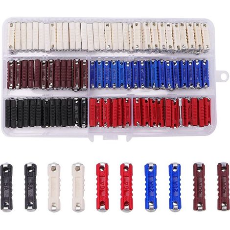 200 Pièces Fusibles Voiture Assortiment, Fusibles Torpille de Voiture, fusible Automobile avec Boîte en Plastique, pour Voitures Classiques de Style Ancien, 5A 8A 16A 25A 40A (1/5)