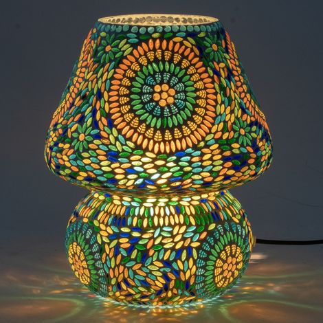 Lampe de table mosaïque en verre et plâtre - Style coloré et artistique (1/5)