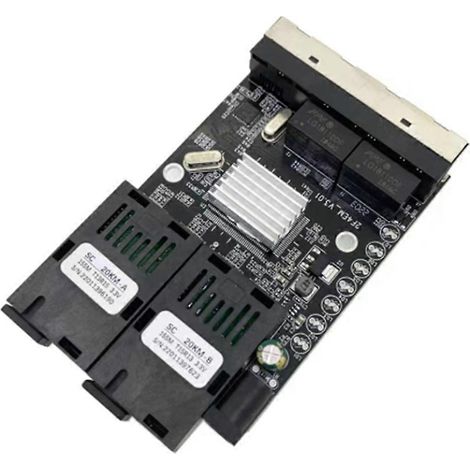 Convertisseur de média fibre optique de 100 mètres, 4 interfaces RJ45 vers 2 interfaces fibre optique SC A+B, ports 1310 nm/1550 nm, carte PCBA, commutateur Ethernet 20 km (1/5)
